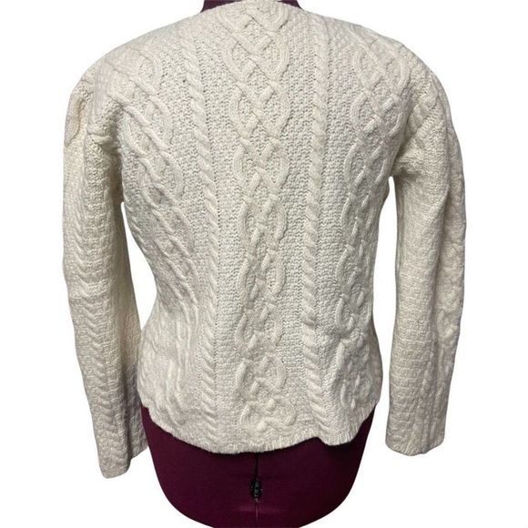 Paul James Vintage Womens 100% Wool Chunky Cable Knit Sweater Size L Fisherman - Picture 2 of 15